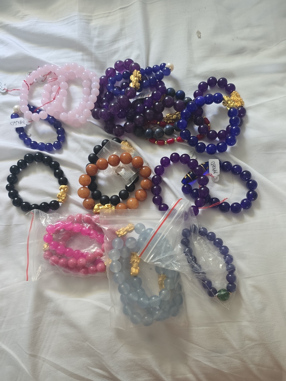 Diffirent Real Stones Stretch Bracelet - Amethyst, Jade,lapiz,cetrine,quarzt